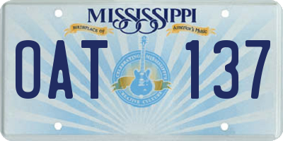 MS license plate OAT137