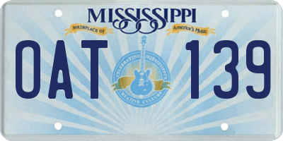 MS license plate OAT139