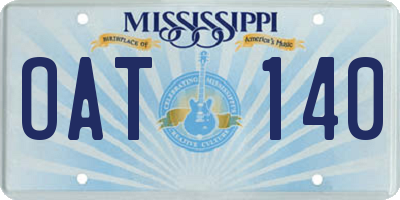 MS license plate OAT140
