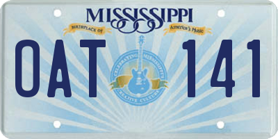 MS license plate OAT141