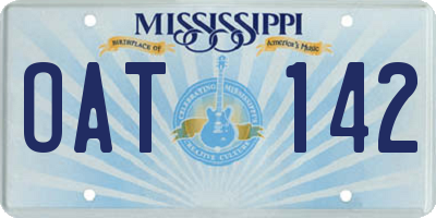 MS license plate OAT142