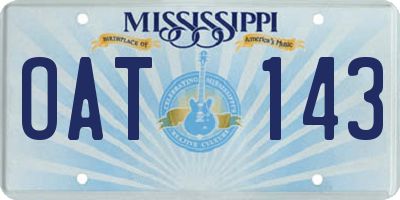 MS license plate OAT143