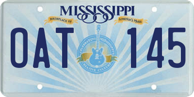 MS license plate OAT145