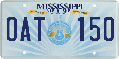 MS license plate OAT150