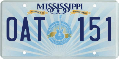 MS license plate OAT151