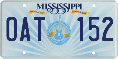 MS license plate OAT152