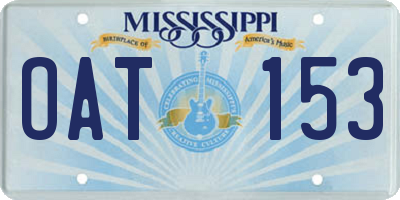 MS license plate OAT153
