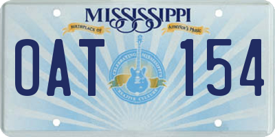 MS license plate OAT154