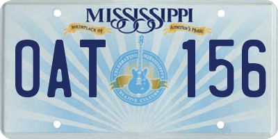 MS license plate OAT156