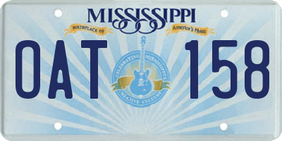 MS license plate OAT158