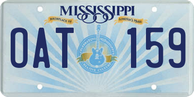 MS license plate OAT159