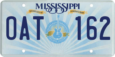 MS license plate OAT162