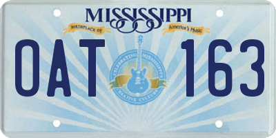 MS license plate OAT163