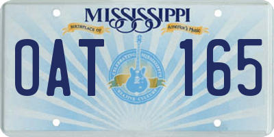 MS license plate OAT165