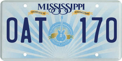 MS license plate OAT170