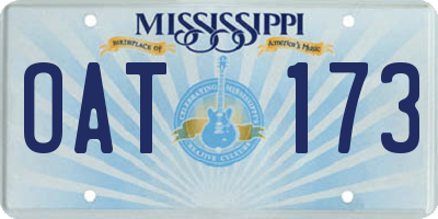 MS license plate OAT173