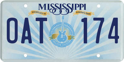 MS license plate OAT174