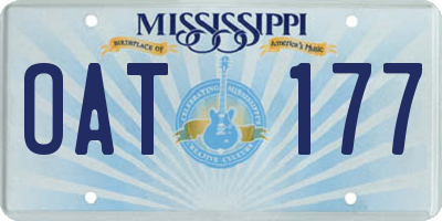 MS license plate OAT177