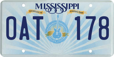 MS license plate OAT178