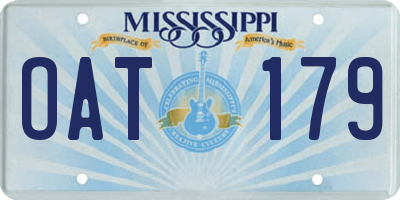 MS license plate OAT179