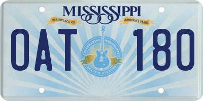 MS license plate OAT180