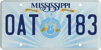 MS license plate OAT183