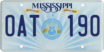 MS license plate OAT190