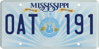 MS license plate OAT191