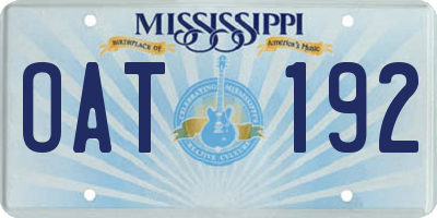 MS license plate OAT192
