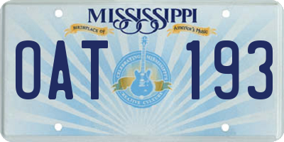 MS license plate OAT193