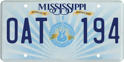 MS license plate OAT194