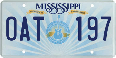 MS license plate OAT197