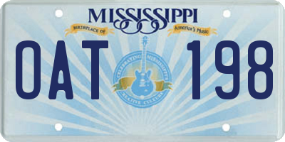 MS license plate OAT198