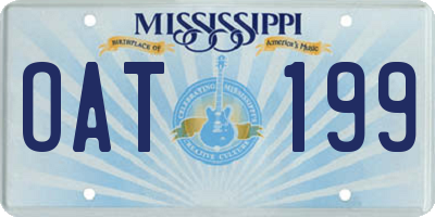 MS license plate OAT199
