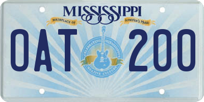 MS license plate OAT200
