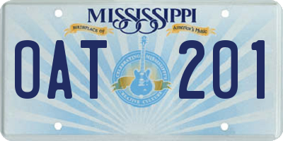 MS license plate OAT201