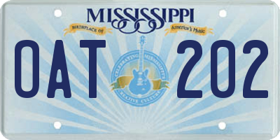 MS license plate OAT202