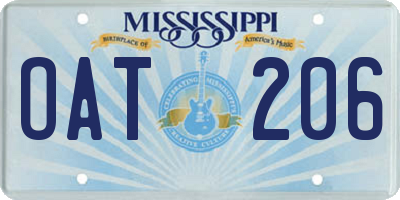 MS license plate OAT206