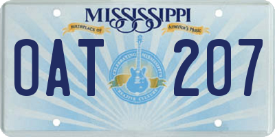 MS license plate OAT207