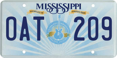 MS license plate OAT209