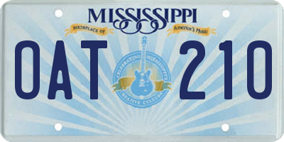 MS license plate OAT210