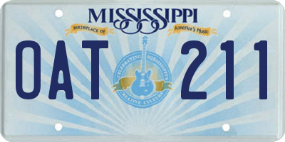 MS license plate OAT211