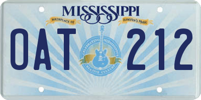 MS license plate OAT212
