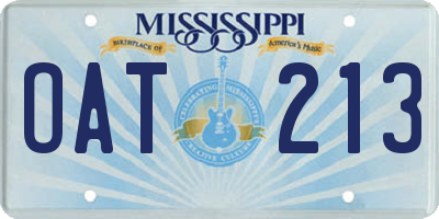 MS license plate OAT213