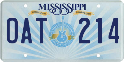 MS license plate OAT214