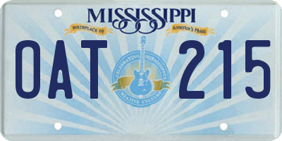 MS license plate OAT215