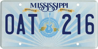 MS license plate OAT216
