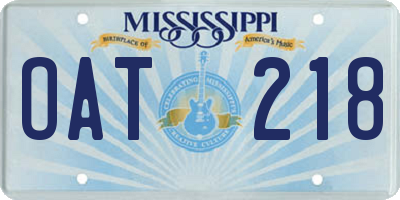 MS license plate OAT218