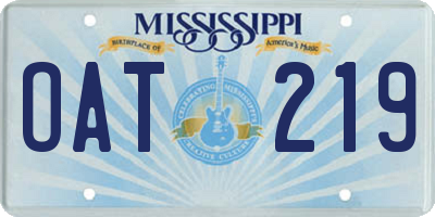 MS license plate OAT219