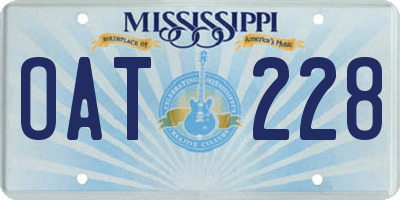 MS license plate OAT228